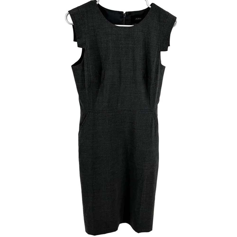J.Crew Resume Sheath Dress Italian Stretch Wool Cap Sleeves Career Gray 4